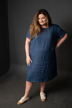 Load image into Gallery viewer, Lady stands wearing Camber Set T-Shirt Dress in Denim
