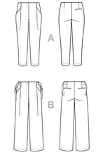 Load image into Gallery viewer, Closet Core Patterns Mitchell Trousers Technical Drawings, front and back views
