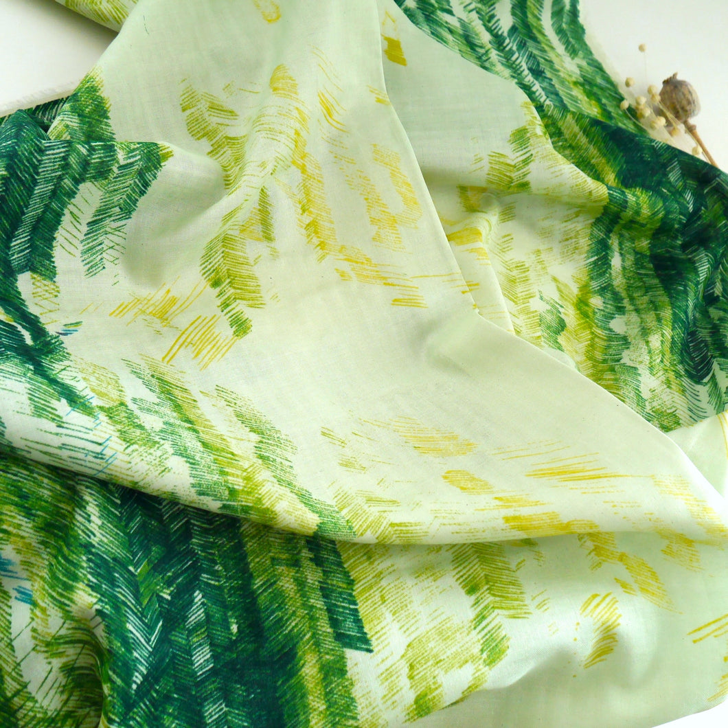 Fabric slightly scrunched up shows drape of Nani Iro Double Gauze Cotton fabric