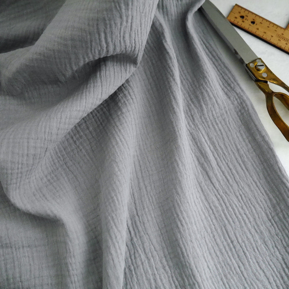 SUSTAINABLE FABRICS  Silver Grey Organic Cotton Double Gauze – A KIND CLOTH