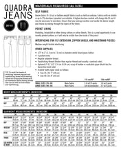 Load image into Gallery viewer, Quadra Jeans Sewing Pattern measurements.
