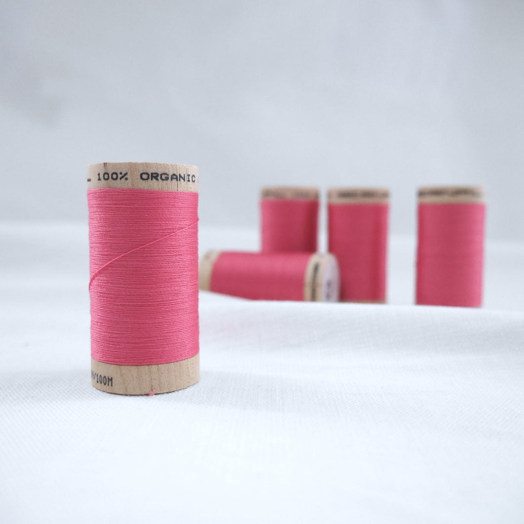 Five wooden reels of Organic Cotton Sewing Thread