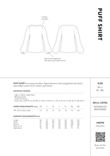 Load image into Gallery viewer, The Assembly Line Puff Shirt Measures Chart
