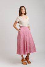 Load image into Gallery viewer, Front view of 3/4 length culottes, posing with hands in pockets
