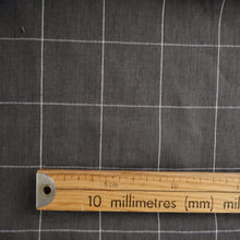 Load image into Gallery viewer, Cotton Khadi Fabric shown with ruler to show 4.5cm box check pattern
